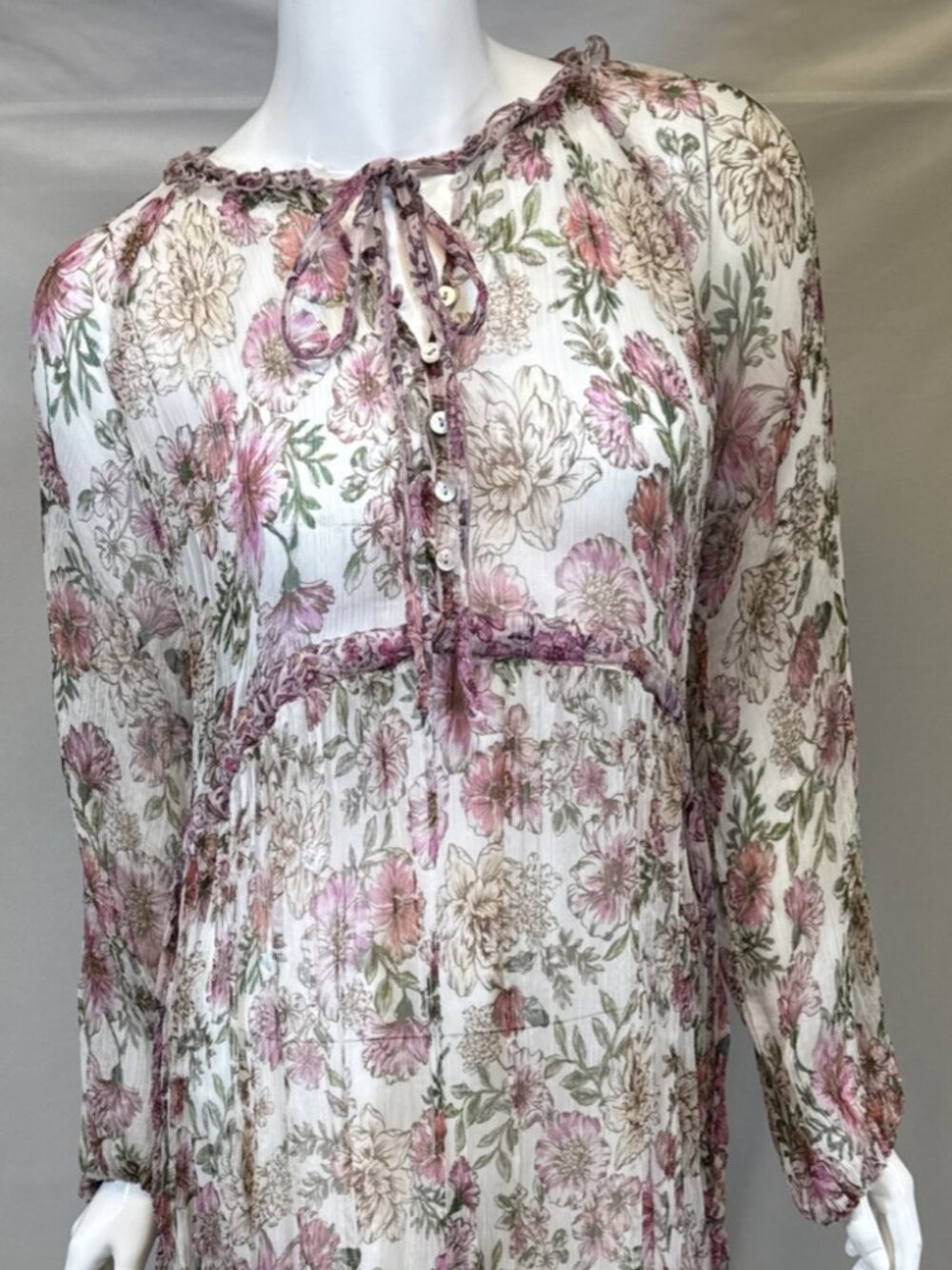 Johnny Was Jade Women's Floral Silk Sheer Dress, Size S - Picture 2 of 15